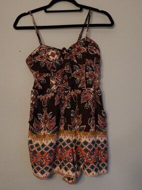 About a Girl Maroon Floral Romper